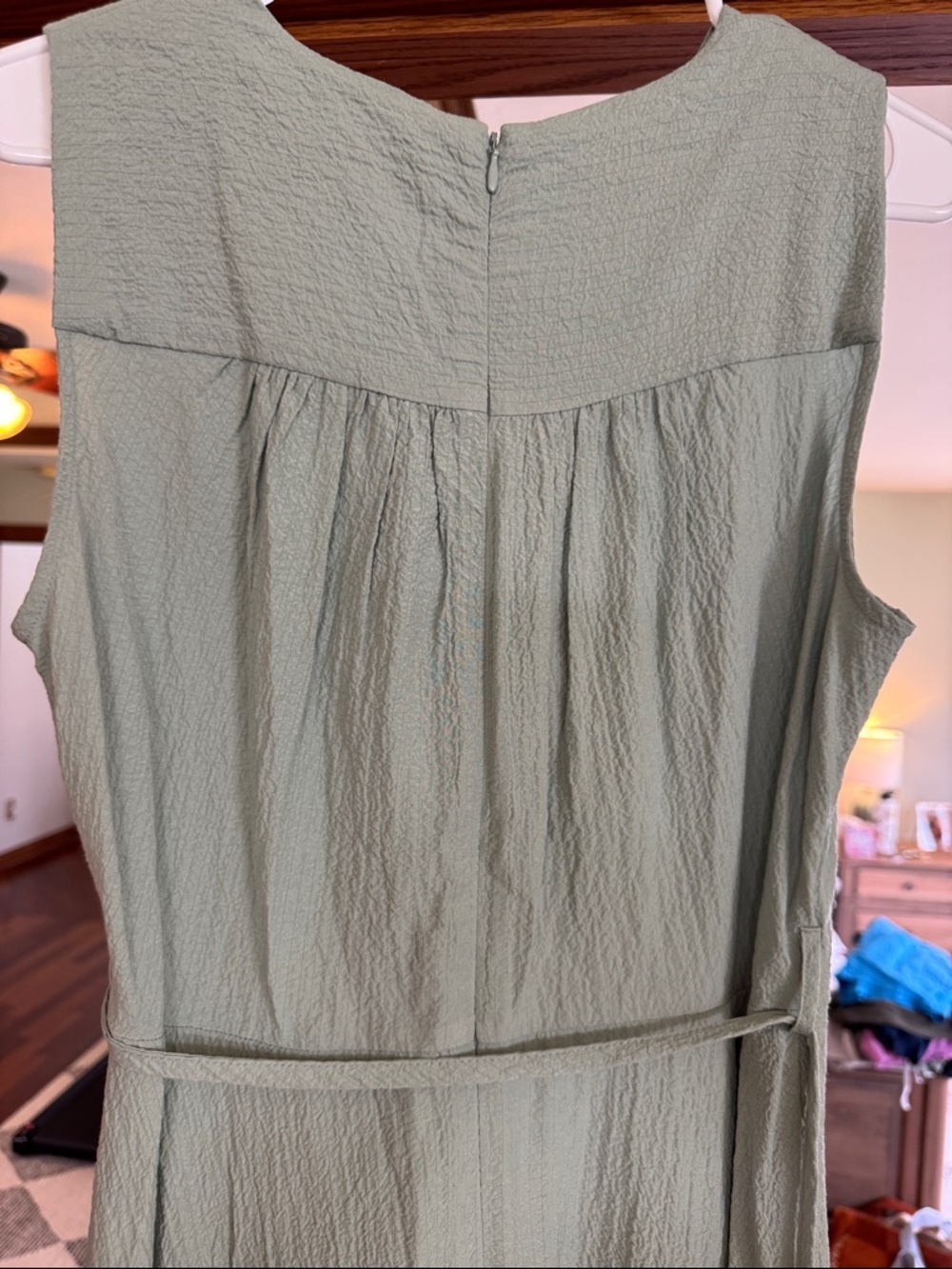 Calvin Klein Sleeveless Wrap Maxi Dress in Sage Green - Picture 5 of 6
